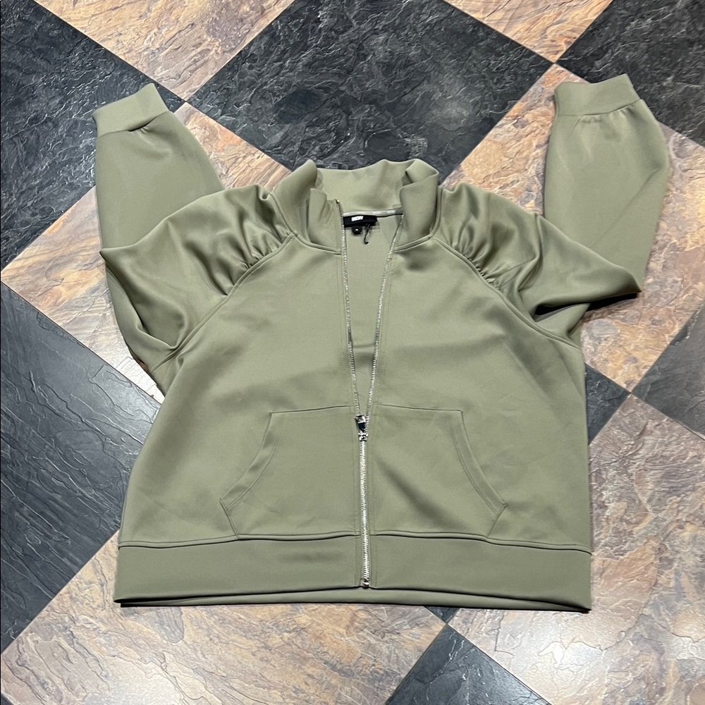 DKNY Sage Green Zip-Up SportyJacket Size XL